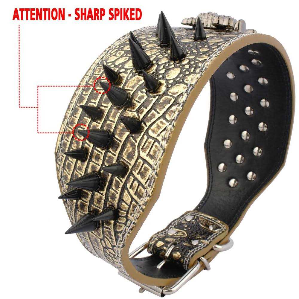 3 Inch Width Sharp Spiked Studded Leather Dog Collar S250