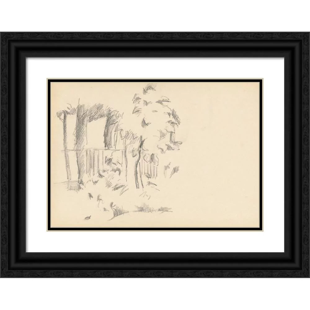 Black Ornate Wood Framed Double Matted Museum Art Print D451970