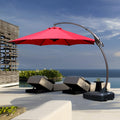 11 FT Curvy Aluminum Offset Umbrella with Base A5977