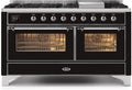 60 Dual Fuel Propane Gas Range Glossy Black Chrome Trim G931