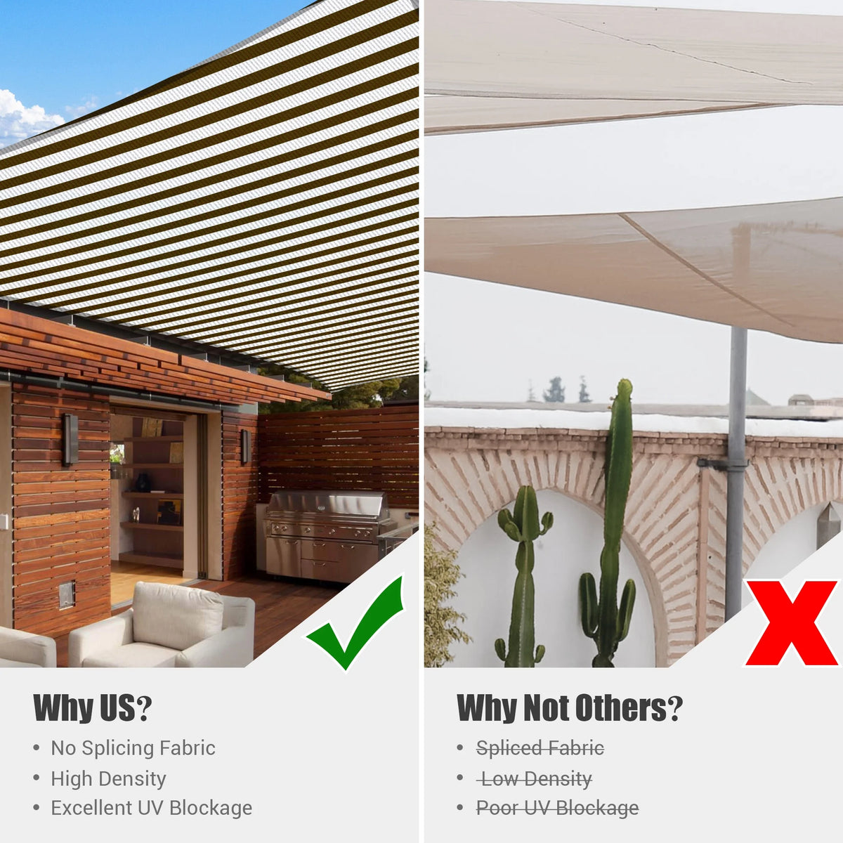 Coffee White Rectangle Sun Shade Sail T1228