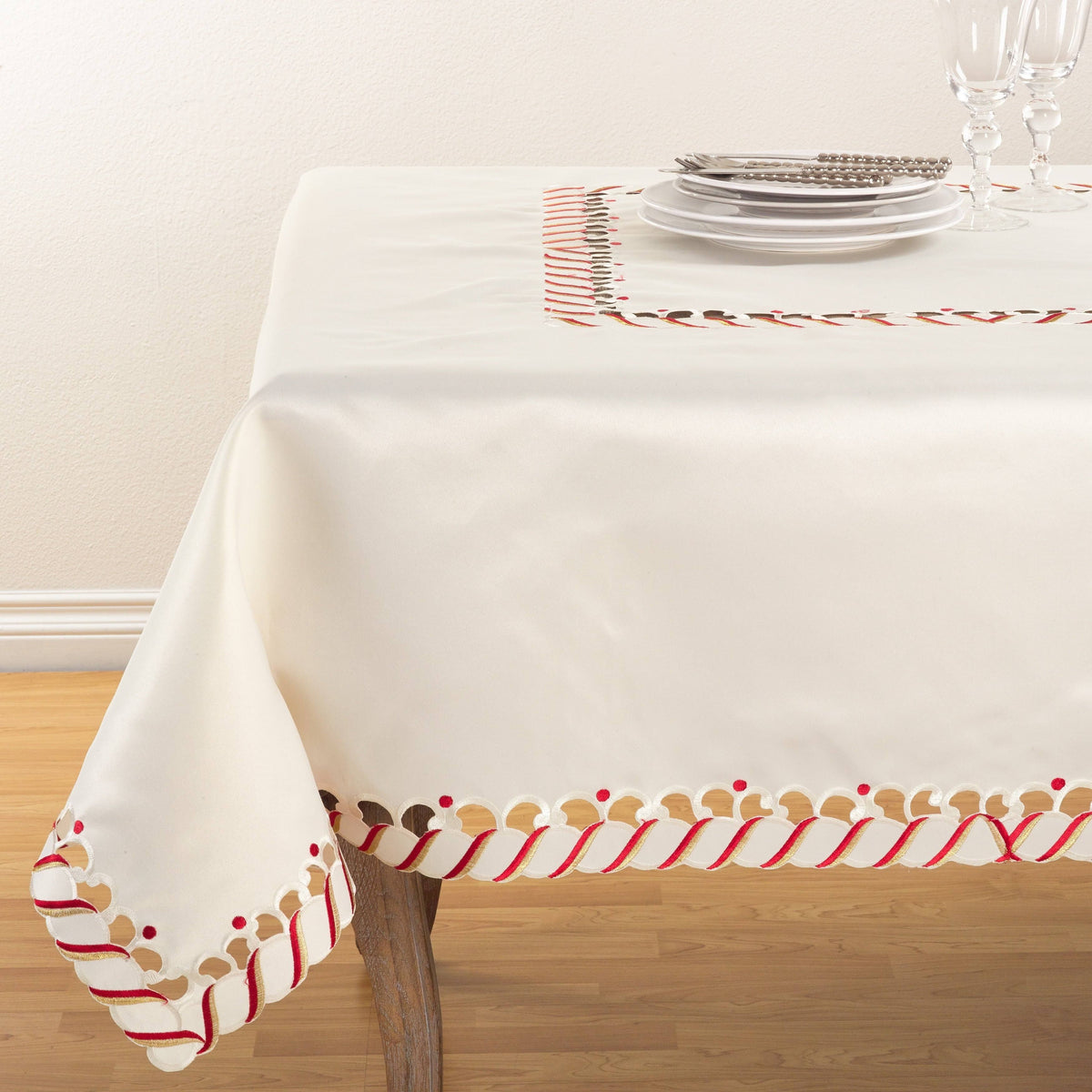 Candy Cane Design Holiday Christmas Tablecloth C5759
