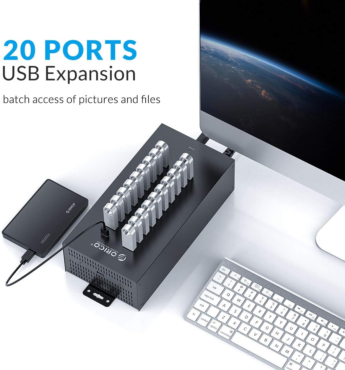 20 Ports USB 2.0 Hub with Metal Case N636