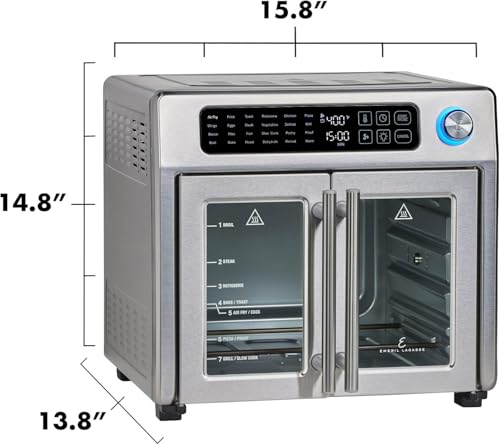 Extra Large French Door Air Fryer Toaster Oven Combo, 26QT Stainless Steel W800789