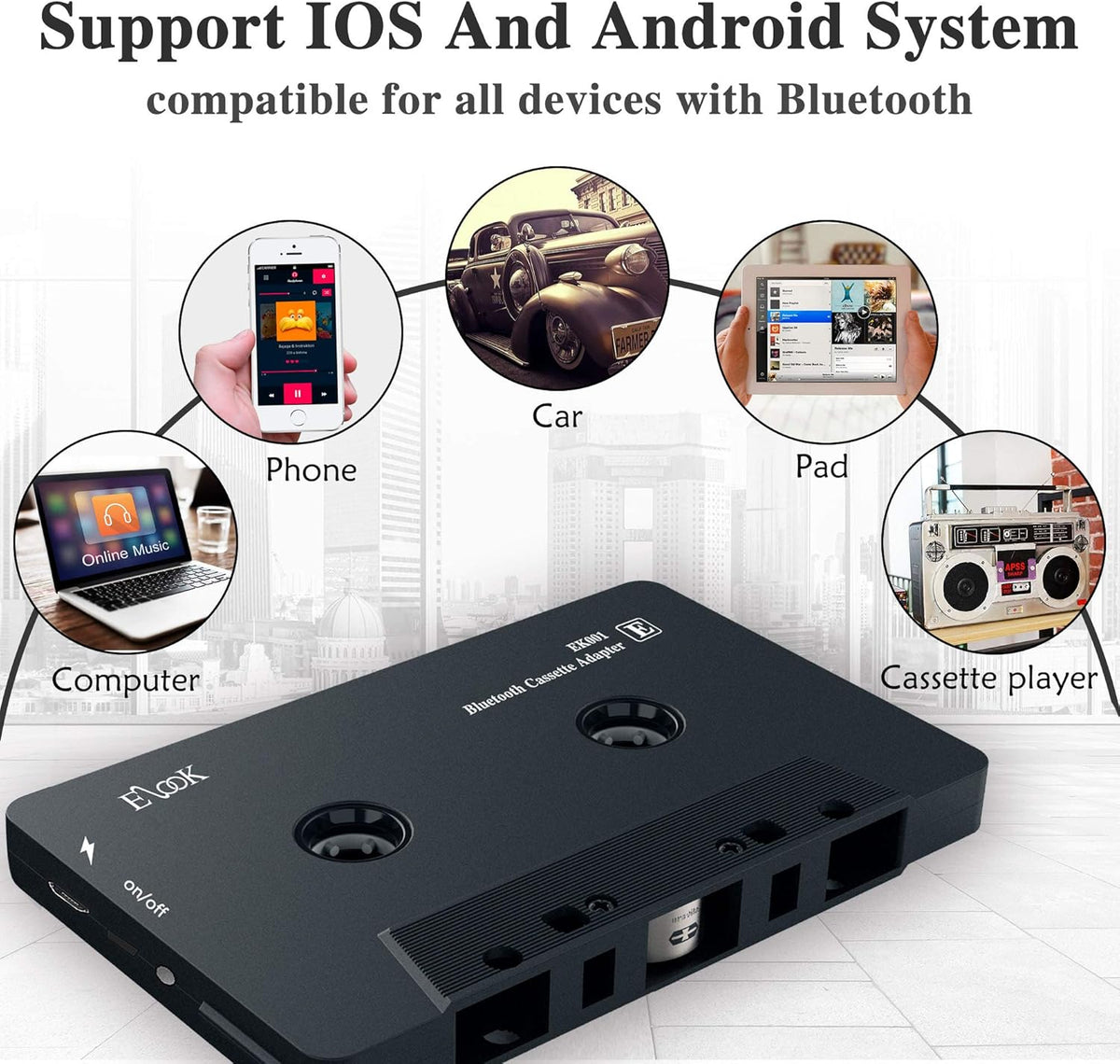 Bluetooth Cassette Receiver Tape Aux Adapter Player F832
