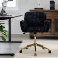 Black Adjustable Swivel Office Chair with Golden Metal Base B6792