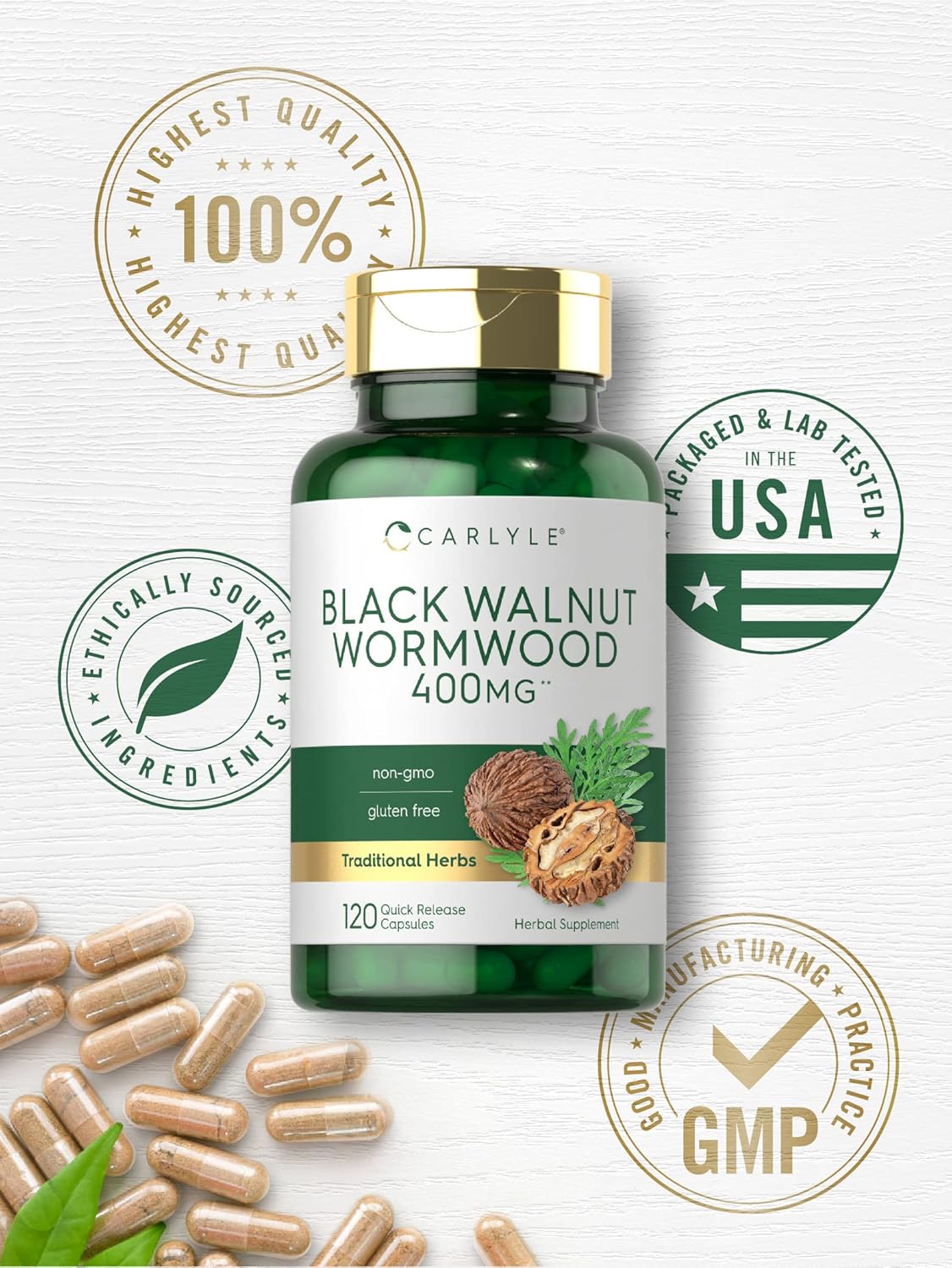 Black Walnut Wormwood 120 Capsules Herbal Complex Q333169