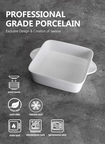 8x8 inch Square Porcelain Baking Dish with Double Handles F3754
