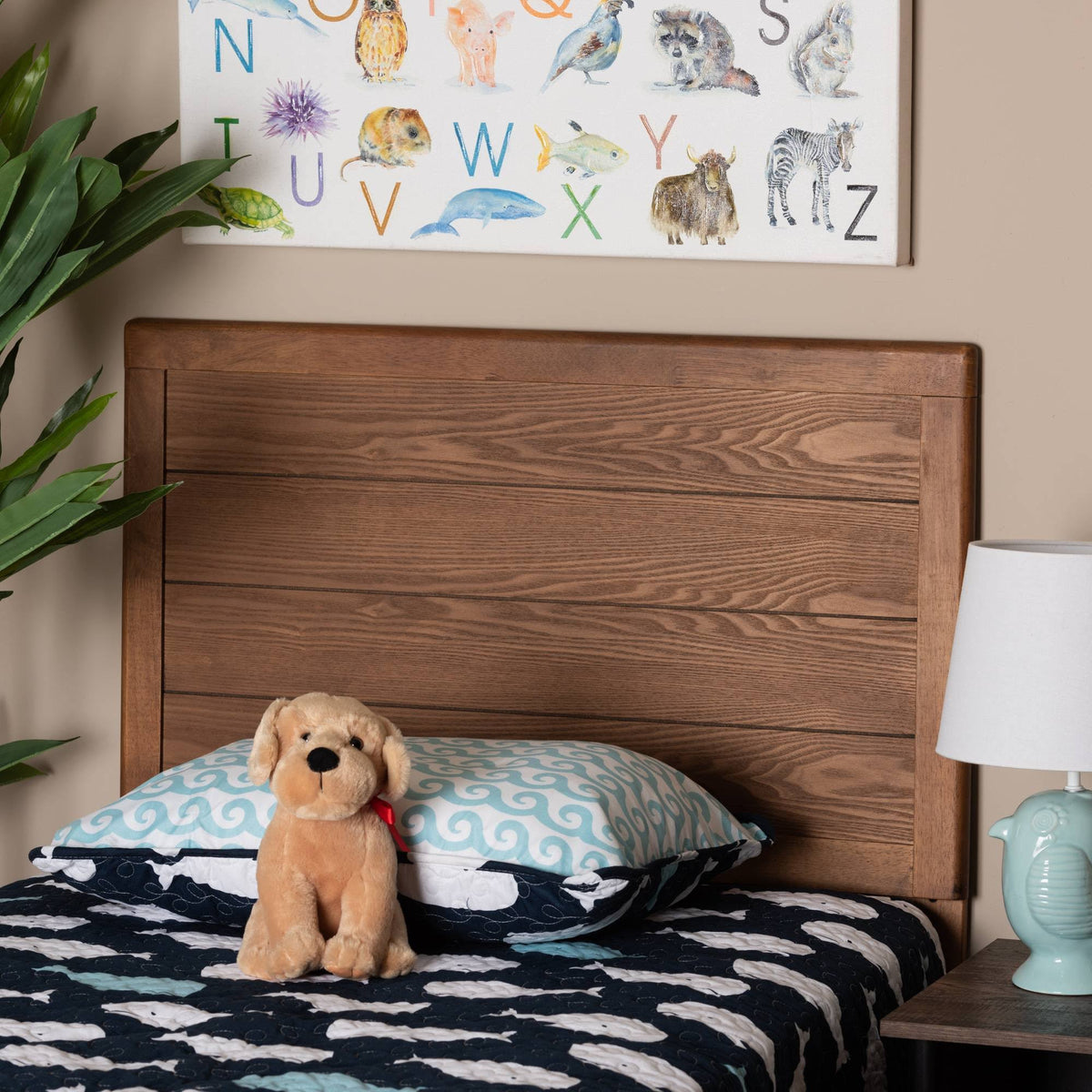 Walnut Brown Finished Wood Twin Size Headboard E2505