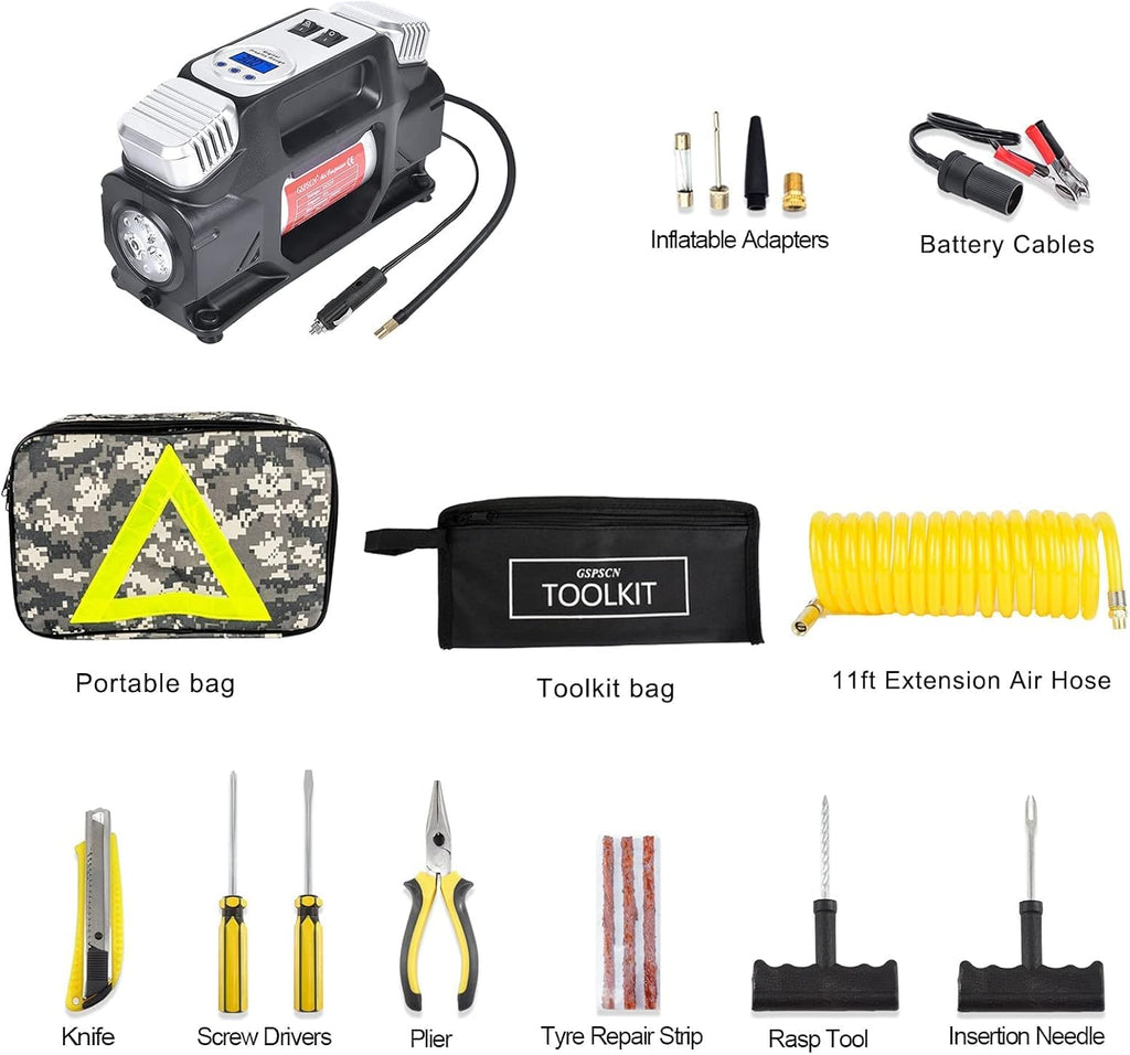 Portable Heavy Duty 12V Air Compressor Pump with Digital Gauge M32819
