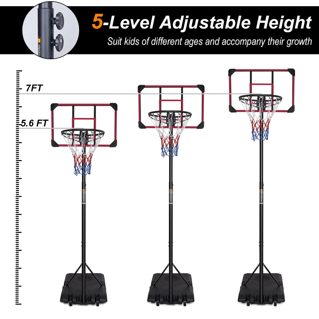 Height Adjustable Portable Basketball Hoop with Wheels B696