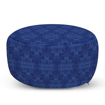 Blue Fabric Round Pouf Ottoman R657
