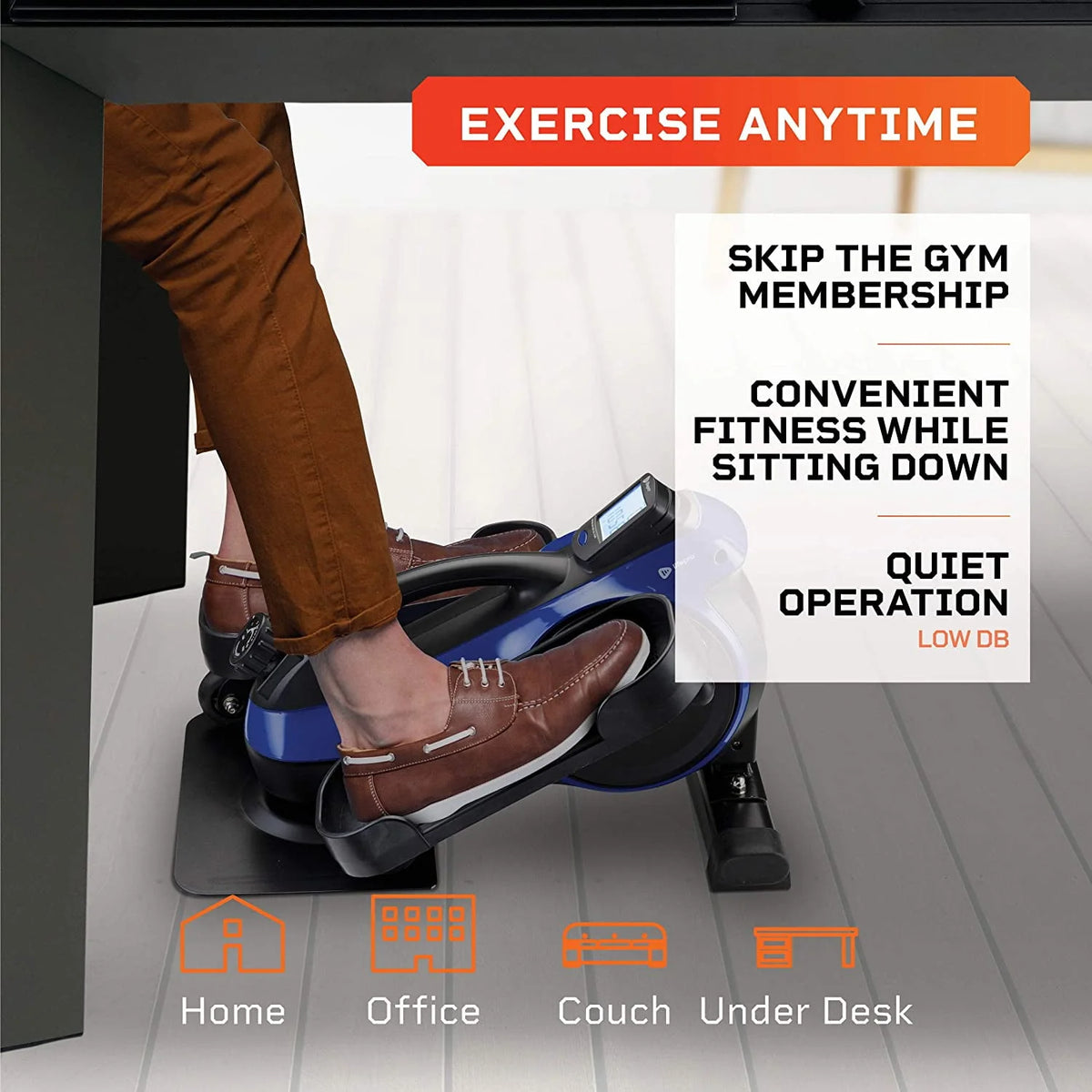 Blue Under Desk Elliptical Machine Foot Pedal Exerciser V99980
