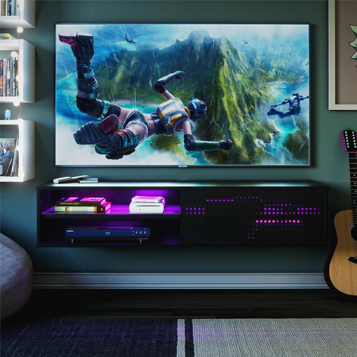 Black Floating TV Stand W2337