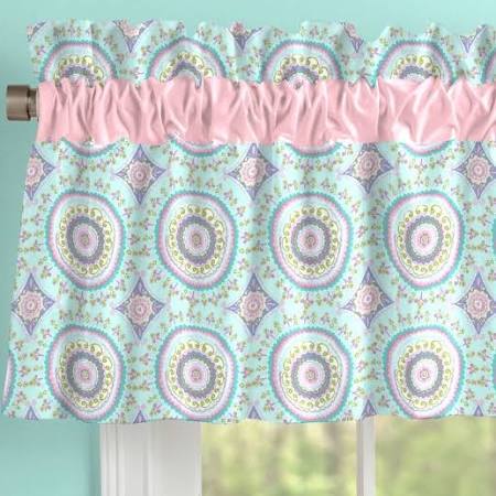 Navy and Orange Woodland Window Valance Rod Pocket M164