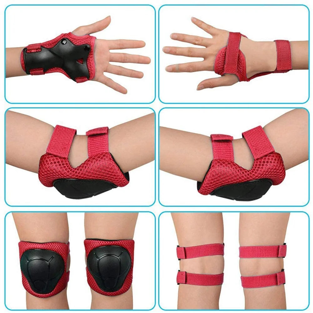 7 Pcs Kids Safety Helmet Knee Elbow Pad Sets N325