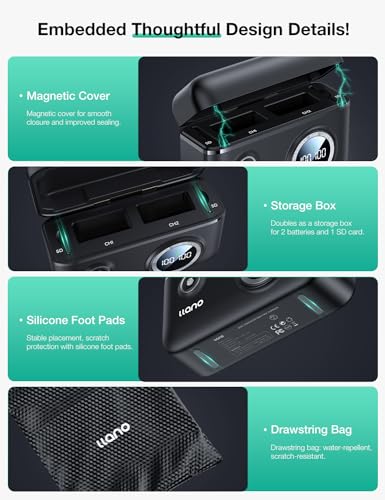 2-Pack LP-E17 Batteries and 18W Fast Dual USB Charger with Smart Display and Magnetic Snap Cover X7651