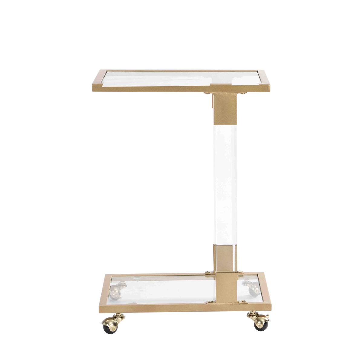 Chrome Glass C Shape Square Side Table R570097