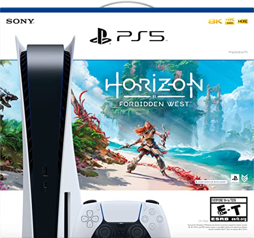 Playstation 5 Disc Version Console Horizon Forbidden West Bundle - 4K-TV Gaming, 16GB GDDR-6 RAM, 8K Output, WiFi 6, Ultra-High Speed 825GB SSD P64483
