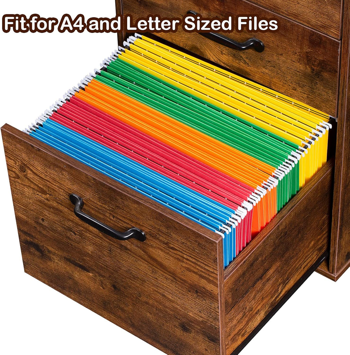 Rustic Brown 2 Drawer Rolling File Cabinet Q613