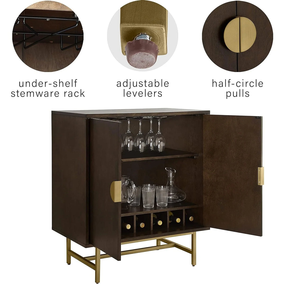 Dark Brown Wood Bar Cabinet I32449