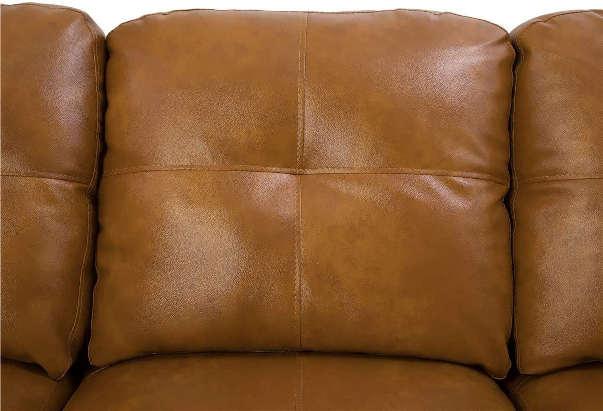Caramel Leather Sectional Sofa with Storage Ottoman R78324