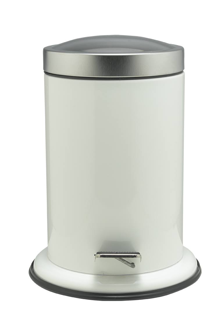 White 0.8 Gallon Stainless Steel Step on Trash Can R165