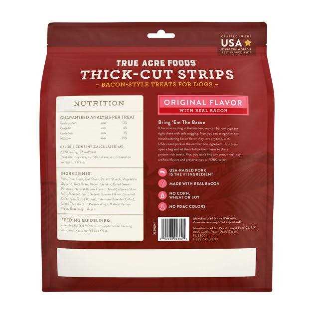 Thick Cut Strips with Real Bacon Dog Treats P7185