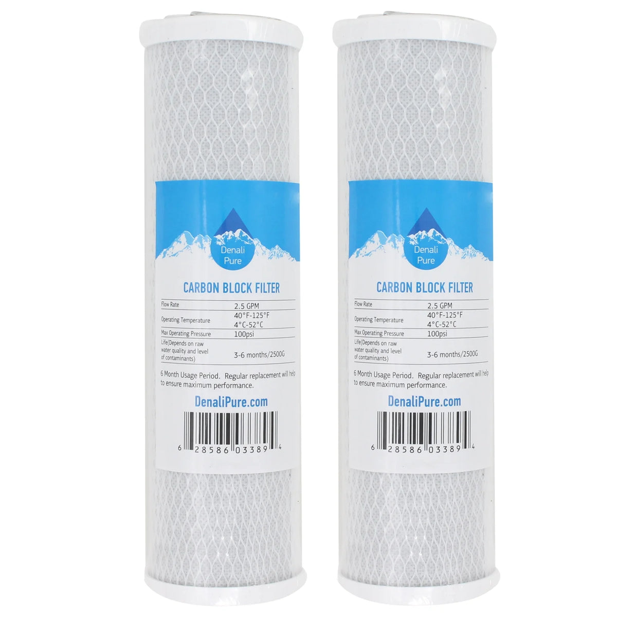 2-Pack 10 inch Activated Carbon Block Filter G8115