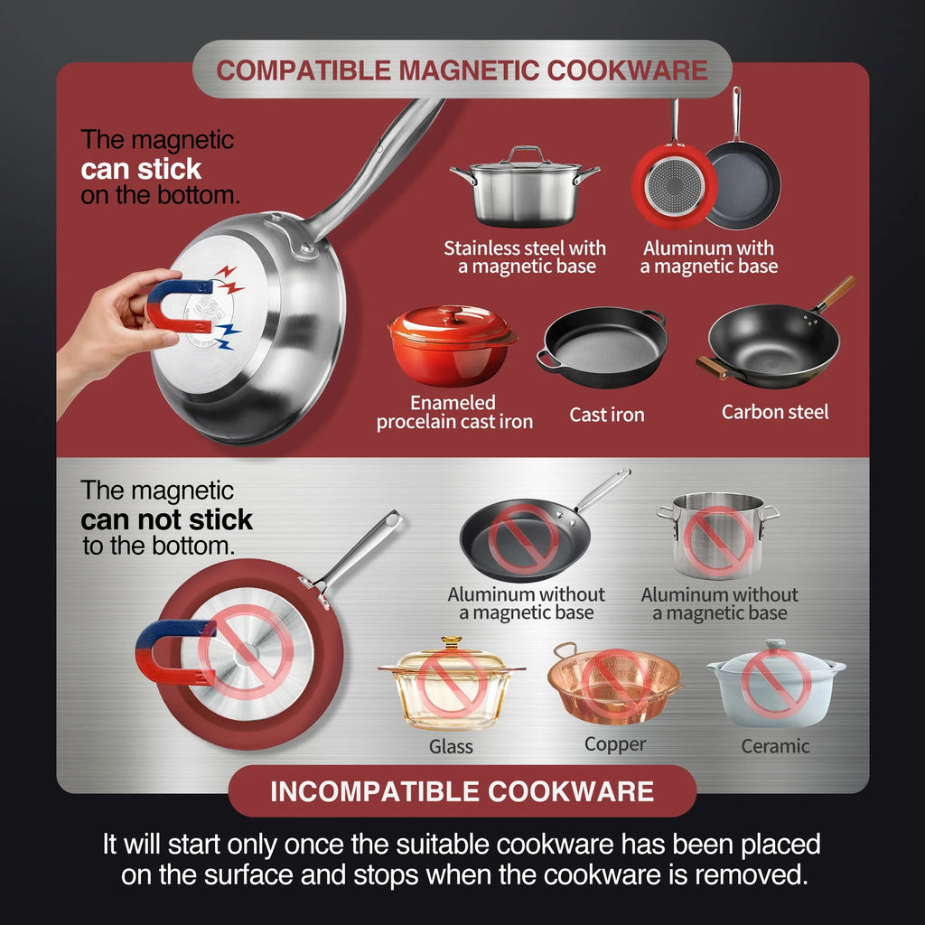 1800W Portable Commercial Induction Cooktop Stainless Steel T284554