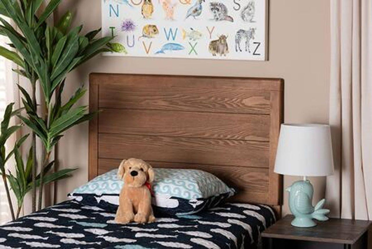 Walnut Brown Finished Wood Twin Size Headboard E2505