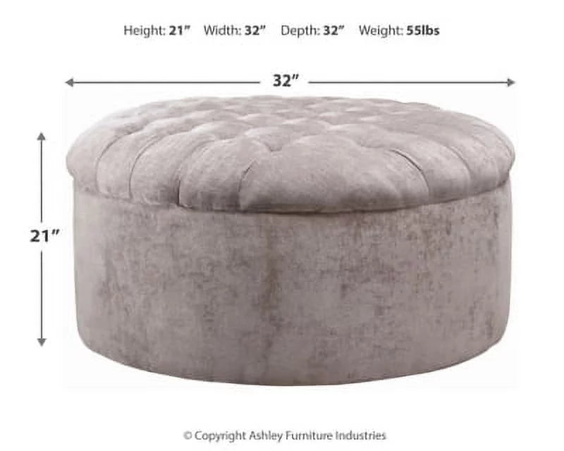 Oversized Chenille Linen Accent Ottoman F349997