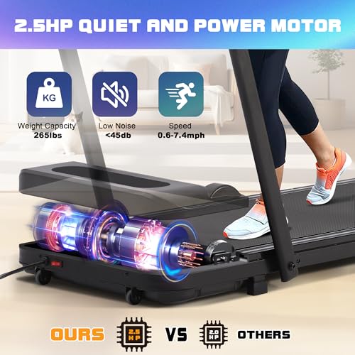 Walking Pad Treadmill, 2.5HP, 265 lb Capacity with Remote Control X613868