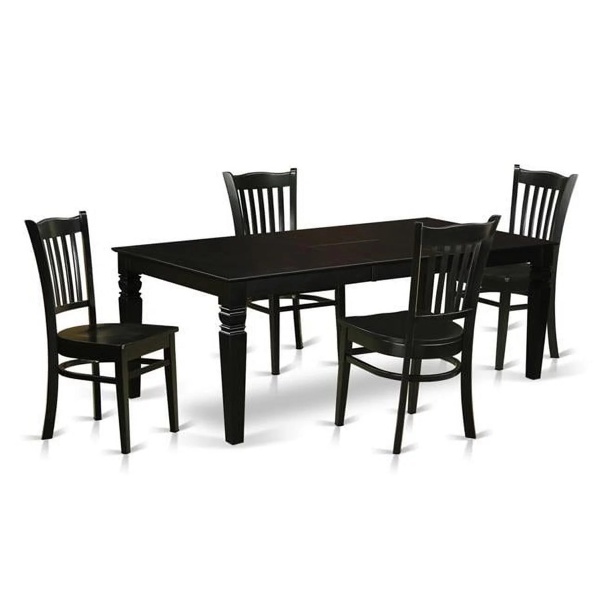 Black 5 Piece Dining Room Set with Wood Seat Chairs I216791