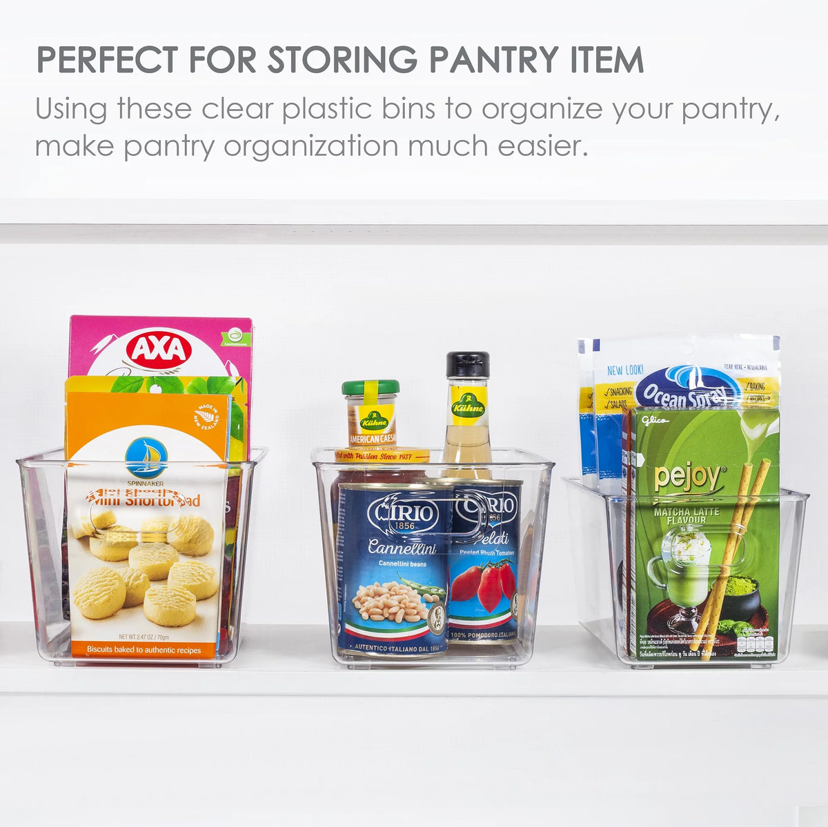 6 PCS Clear Plastic Food Storage Bins with Handles H951360