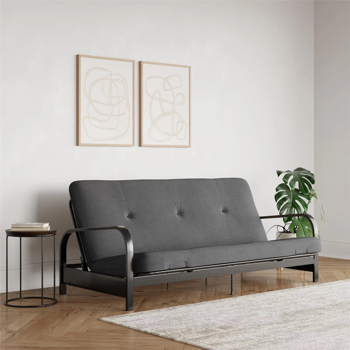 6-Inch Full Black Linen Futon Mattress M814