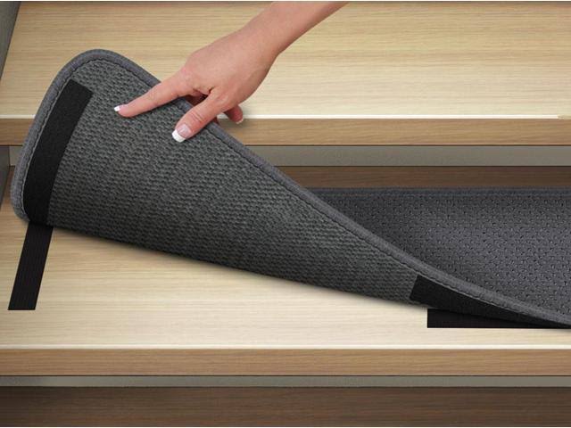 Set of 15 Attachable Carpet Stair Treads Gray 8 in. x 27 in. U547