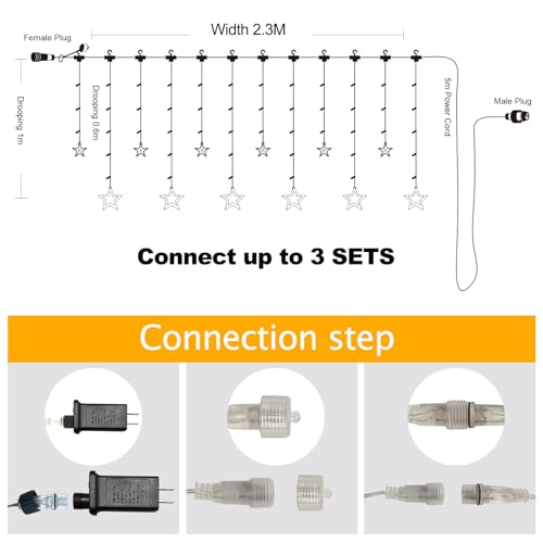 138 LED Star String Lights with Timer, Warm White I192922
