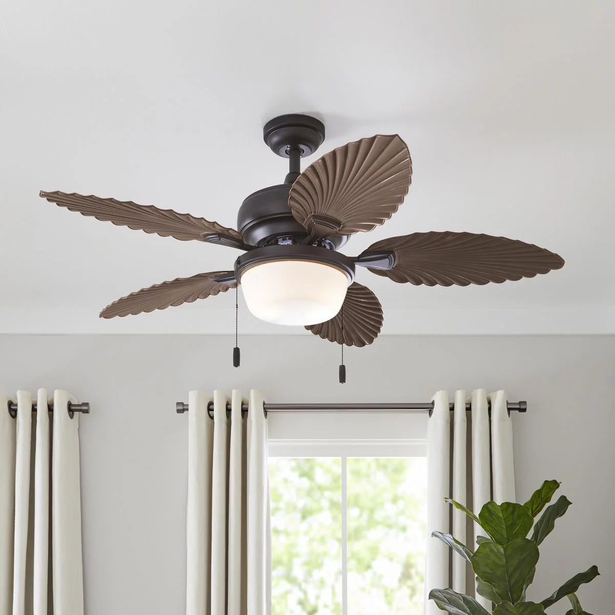52" Bronze Ceiling Fan with 5 Palm Leaf Blades S999