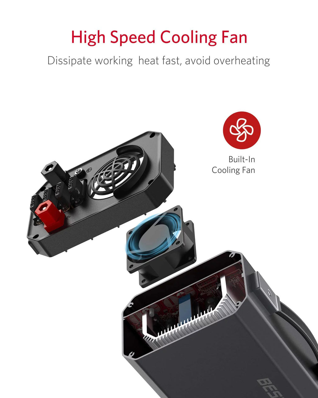 1200W Power Inverter DC 12V to 110V AC Converter with LCD Display Dual USB Car Charger I7606