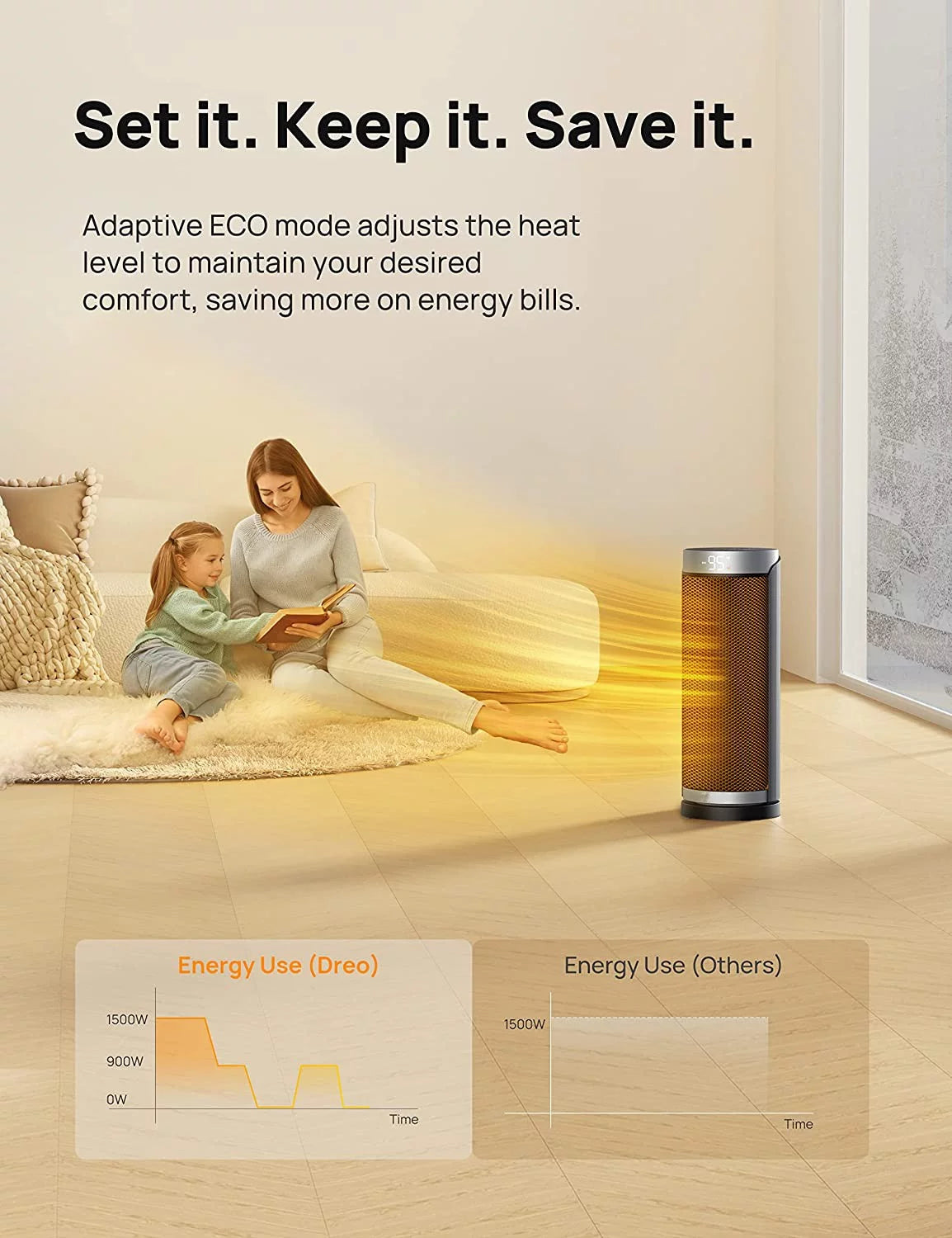 1500W Electric Ceramic Space Heater with Remote, Black, 16 inch R275