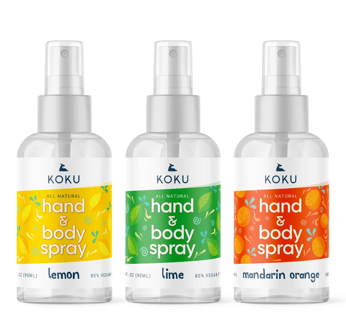 Citrus Hand & Body Spray Variety Pack Three 3-Ounce Travel-Size Spray Bottles Lemon Lime Mandarin Orange J886271