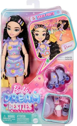 Renee Posable Roller Skating Fashion Doll with Black Hair, 12 Pieces C5970