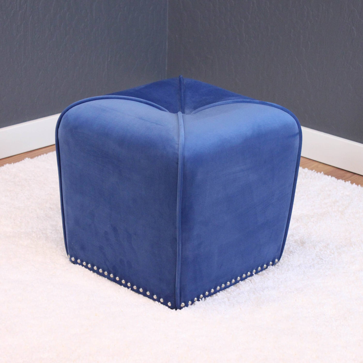 Sky Blue Velvet Ottoman S221