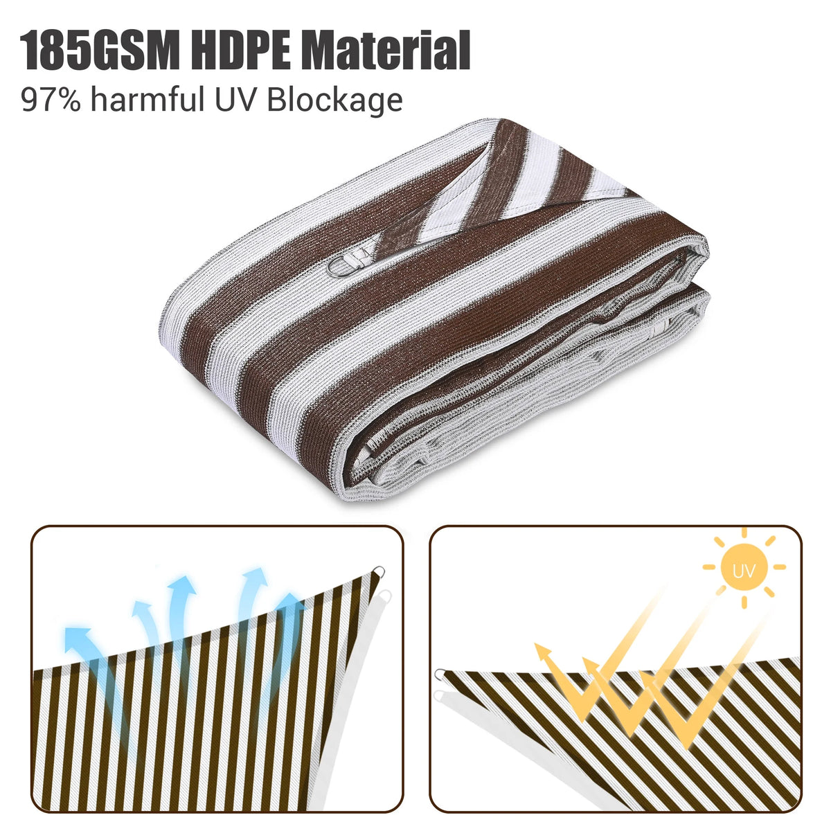 Coffee White Rectangle Sun Shade Sail T1228