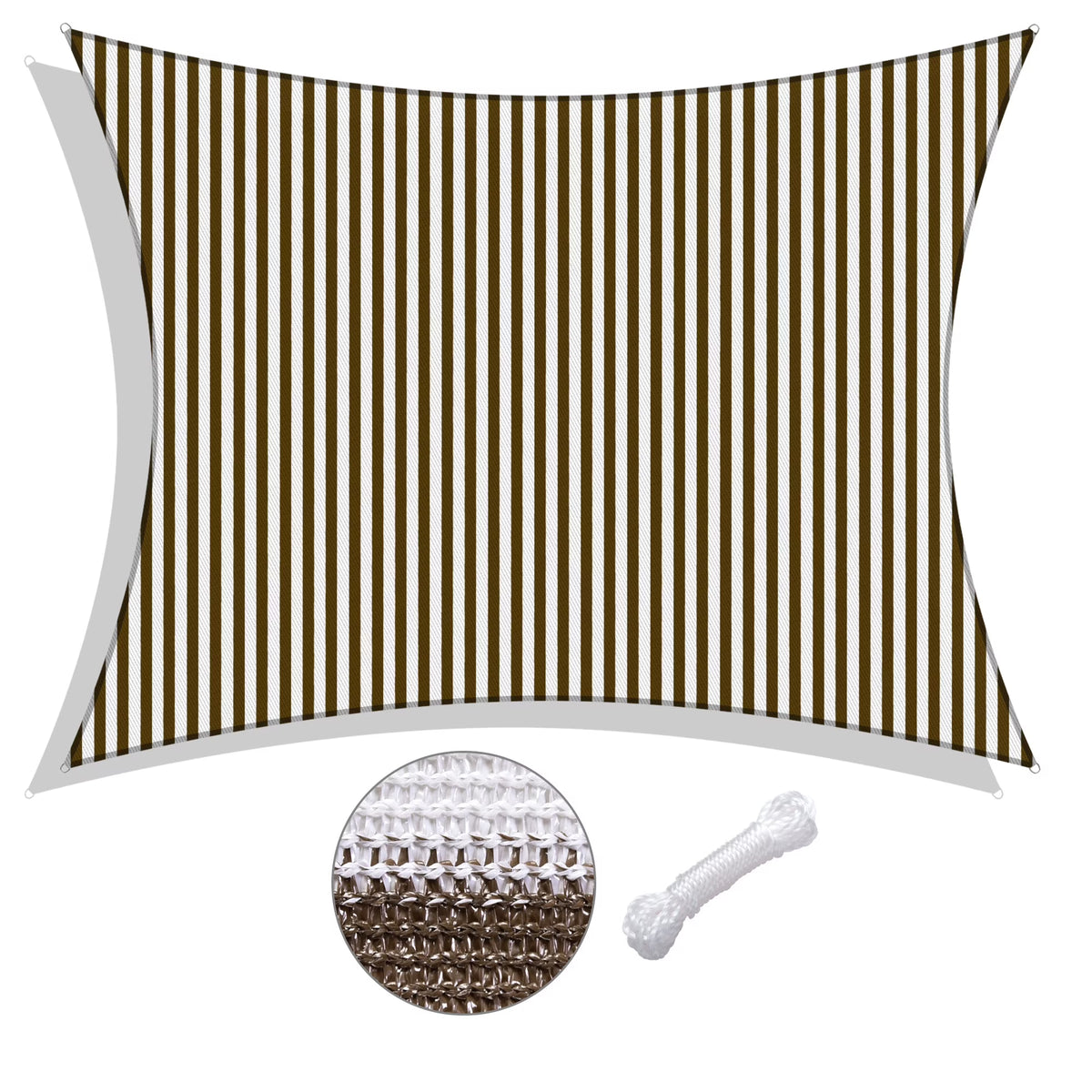 Coffee White Rectangle Sun Shade Sail T1228