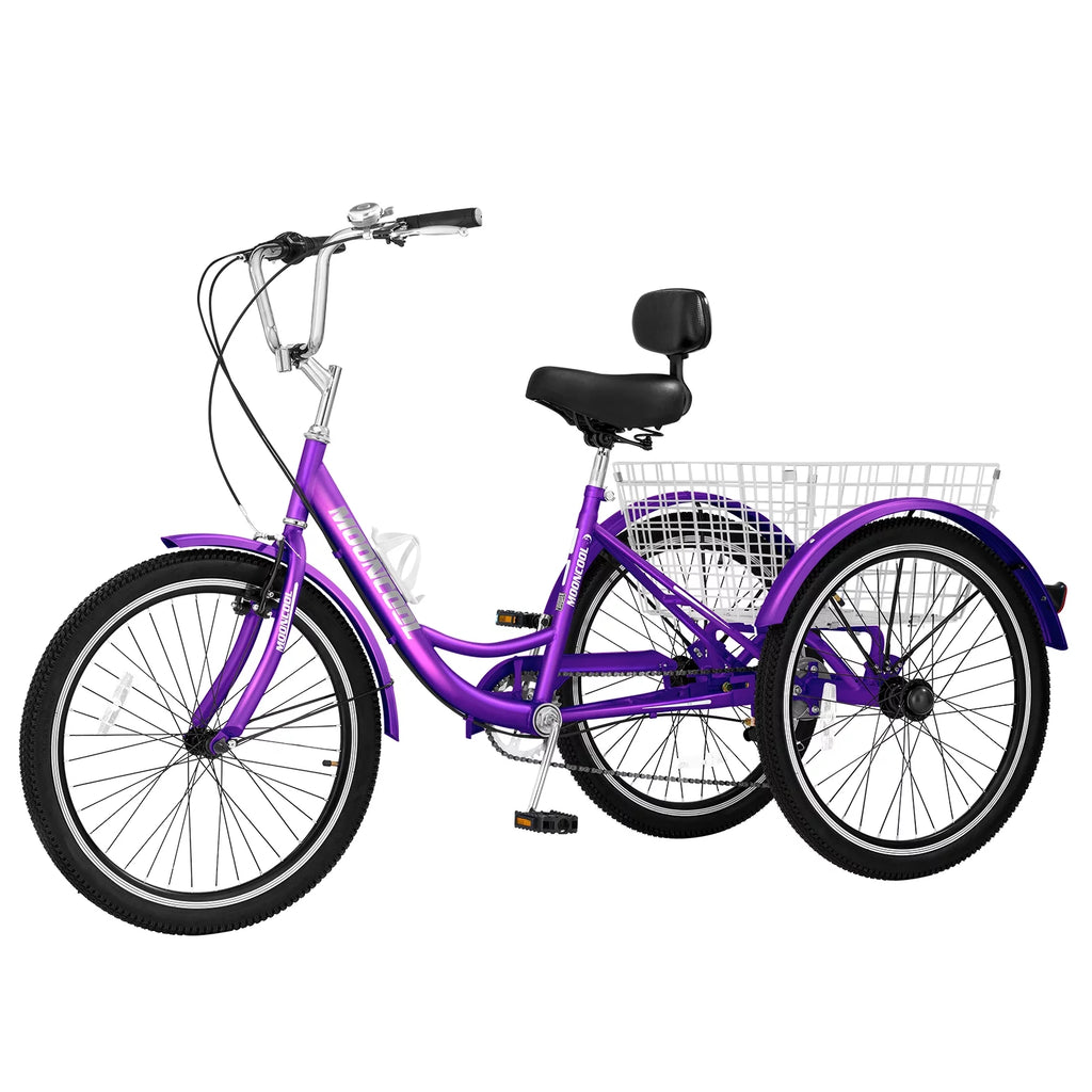 Cyan 26 inch 7-Speed Adult Tricycle with Basket U726155