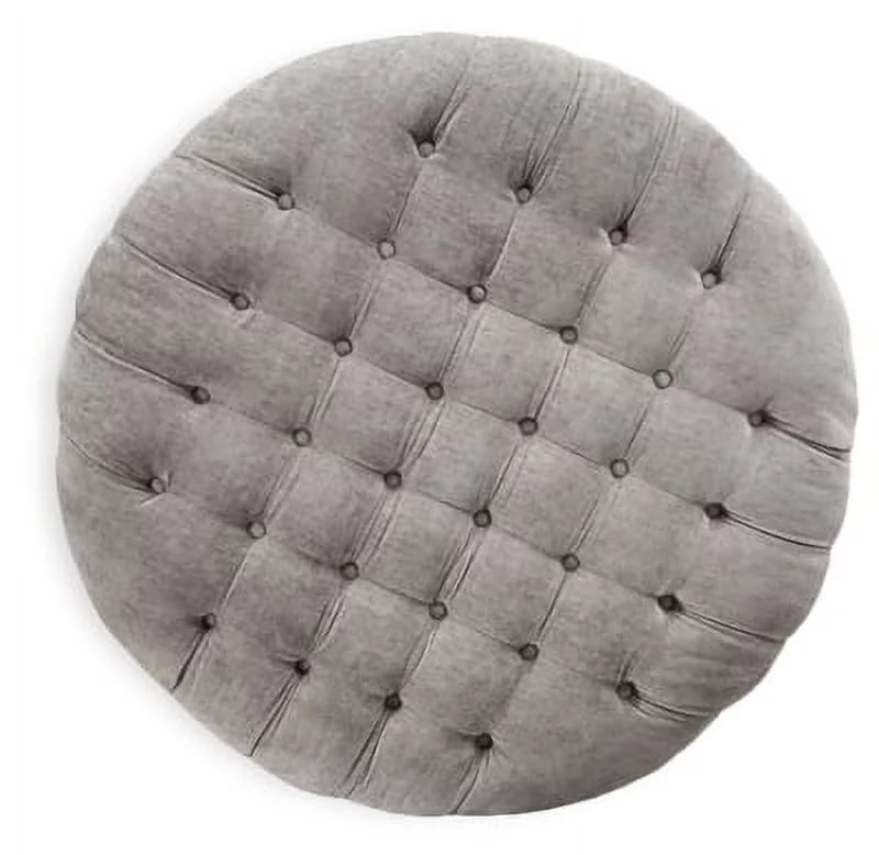 Oversized Chenille Linen Accent Ottoman F349997