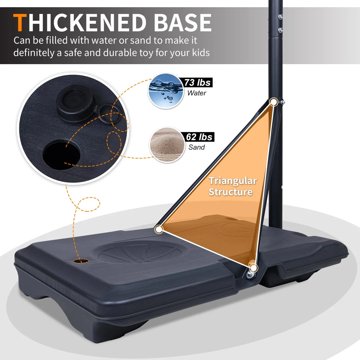Height Adjustable Portable Basketball Hoop with Wheels B696