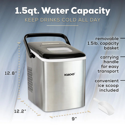 26-Pound Automatic Self-Cleaning Portable Countertop Ice Maker Machine, Stainless Steel T86563